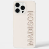Coques Case-Mate iPhone Nom du monogramme beige moderne (Verso)