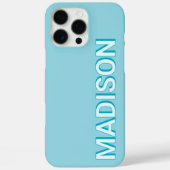 Coques Case-Mate iPhone Nom du monogramme bleu moderne (Verso)