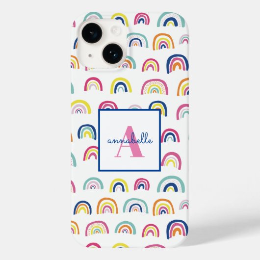 Coques Case-Mate iPhone Nom du monogramme Boho Rainbow (Verso)