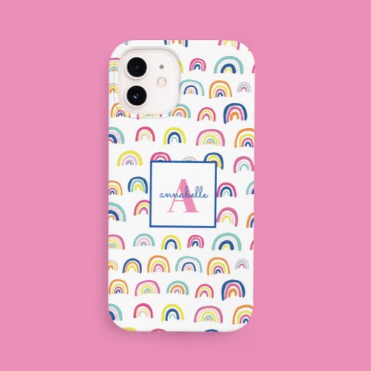 Coques Case-Mate iPhone Nom du monogramme Boho Rainbow