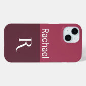 Coques Case-Mate iPhone Nom du monogramme Bourgogne élégante (Verso (horizontal))