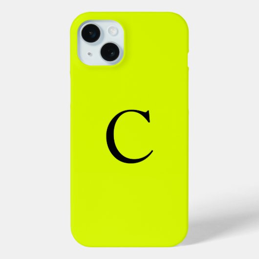 Coques Case-Mate iPhone Nom du monogramme Chartreuse jaune néon (Verso)
