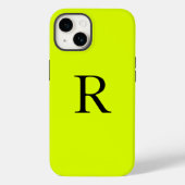 Coques Case-Mate iPhone Nom du monogramme Chartreuse jaune néon (Verso)