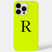 Coques Case-Mate iPhone Nom du monogramme Chartreuse jaune néon (Verso)