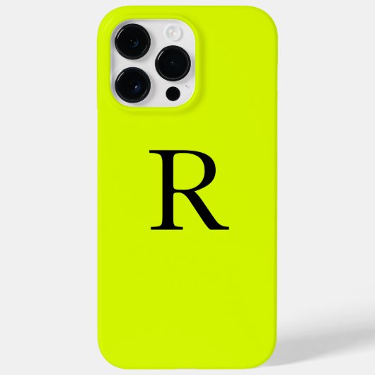 Coques Case-Mate iPhone Nom du monogramme Chartreuse jaune néon (Verso)