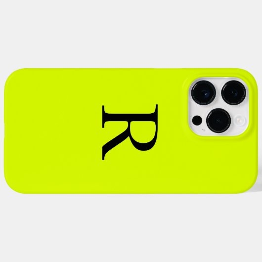 Coques Case-Mate iPhone Nom du monogramme Chartreuse jaune néon (Verso (horizontal))