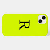 Coques Case-Mate iPhone Nom du monogramme Chartreuse jaune néon (Verso (horizontal))