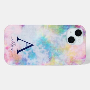 Coque Pour iPhone 15 Nom du monogramme coloré de la Cravate de fille