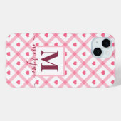 Coques Case-Mate iPhone Nom du monogramme Cute Girly Pink Heart (Verso (horizontal))