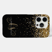 Coques Case-Mate iPhone Nom du monogramme de la Parties scintillant d'or (Verso (horizontal))