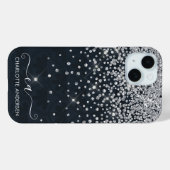 Coques Case-Mate iPhone Nom du monogramme de Parties scintillant noire et  (Verso (horizontal))