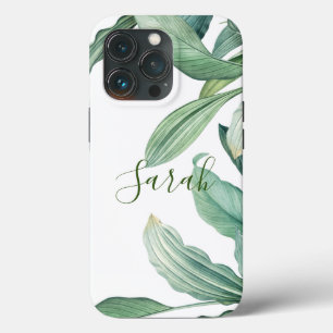 Case-Mate iPhone Case Nom du monogramme des Feuilles tropicaux verts