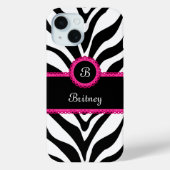 Coques Case-Mate iPhone Nom du monogramme d'impression Zebra (Verso)