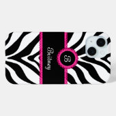 Coques Case-Mate iPhone Nom du monogramme d'impression Zebra (Verso (horizontal))