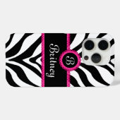 Coques Case-Mate iPhone Nom du monogramme d'impression Zebra (Verso (horizontal))