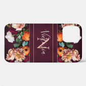 Coques Case-Mate iPhone Nom du monogramme Élégant Floral Botanical Rustic (Verso (horizontal))