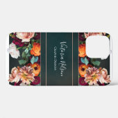 Coques Case-Mate iPhone Nom du monogramme Élégant Floral Rustique Noir Coq (Verso (horizontal))