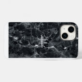 Coques Case-Mate iPhone Nom du monogramme en marbre noir (Verso (horizontal))