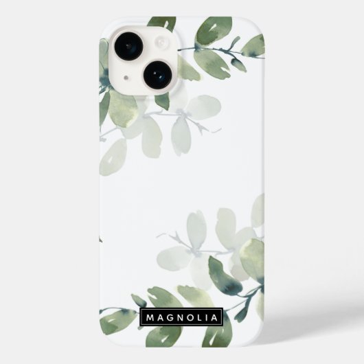 Coques Case-Mate iPhone Nom du monogramme Eucalyptus (Verso)