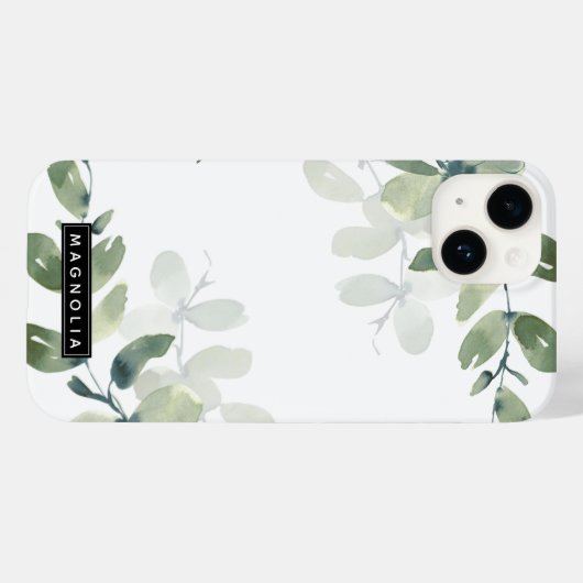 Coques Case-Mate iPhone Nom du monogramme Eucalyptus (Verso (horizontal))