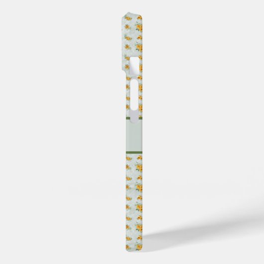 Coques Case-Mate iPhone Nom du monogramme Floral jaune initial (Verso / Gauche)