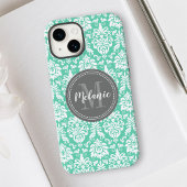 Coques Case-Mate iPhone Nom du monogramme gris de la menthe