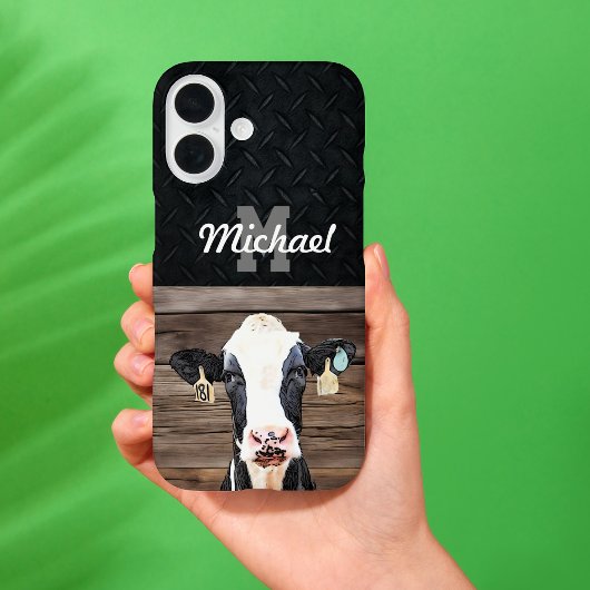 Coques Case-Mate iPhone Nom du monogramme Holstein Cow Dairy Farm Livestoc