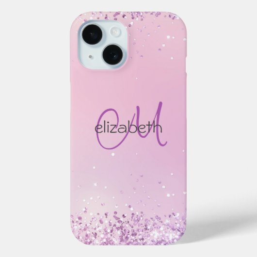 Coques Case-Mate iPhone Nom du monogramme Initiales Parties scintillant ro (Verso)