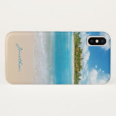 Coques Case-Mate iPhone Nom du monogramme Island Beach Ocean Waves Nuages (Dos (Horizontal))