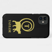 Coques Case-Mate iPhone Nom du monogramme Kitty initial Chat Lover Black G (Dos (Horizontal))