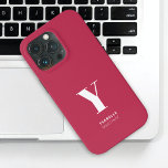 Case-Mate iPhone Case Nom du monogramme magenta tendance<br><div class="desc">Magenta Monogram Nom iPhone 13 Pro Coque</div>