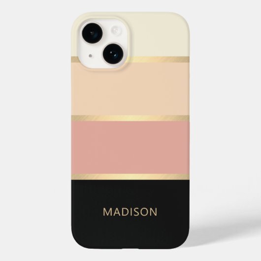 Coques Case-Mate iPhone Nom du monogramme moderne à grande bande (Verso)