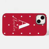 Coques Case-Mate iPhone Nom du monogramme Motif Pois rouge (Verso (horizontal))