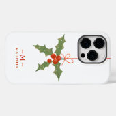 Coques Case-Mate iPhone Nom du monogramme Noël Holly Winter Floral (Verso (horizontal))