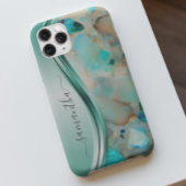 Coques Case-Mate iPhone Nom du monogramme Opal Turquoise Aqua