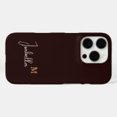 Coques Case-Mate iPhone Nom du monogramme or noir (Verso (horizontal))