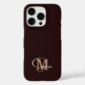 Coques Case-Mate iPhone Nom du monogramme or noir (Verso)