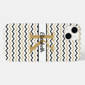 Coques Case-Mate iPhone Nom du monogramme Original Black Gold Chevron Zig  (Verso (horizontal))