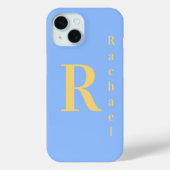 Coques Case-Mate iPhone Nom du monogramme Pastel Blue (Verso)