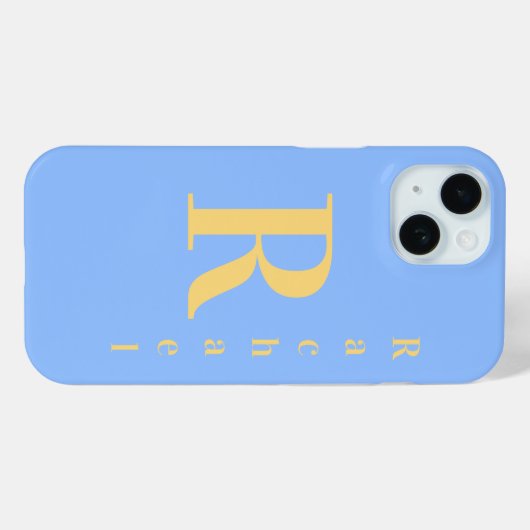 Coques Case-Mate iPhone Nom du monogramme Pastel Blue (Verso (horizontal))