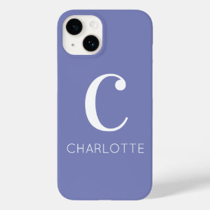 Coque Pour iPhone 14 Nom du monogramme Périwinkle moderne