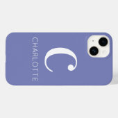 Coques Case-Mate iPhone Nom du monogramme Périwinkle moderne (Verso (horizontal))