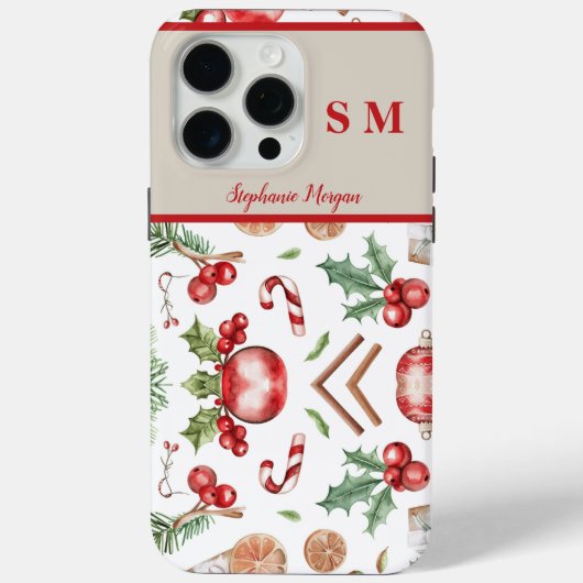 Coques Case-Mate iPhone Nom du monogramme personnalisé (Verso)