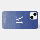 Coques Case-Mate iPhone Nom du monogramme personnalisé bleu océan (Verso (horizontal))