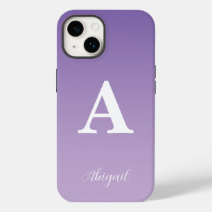Coque Pour iPhone 14 Nom du monogramme personnalisé Lilac