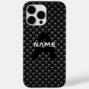Coque Pour Pour iPhone 14 Pro Max Nom du monogramme personnalisé Texture noire et bl