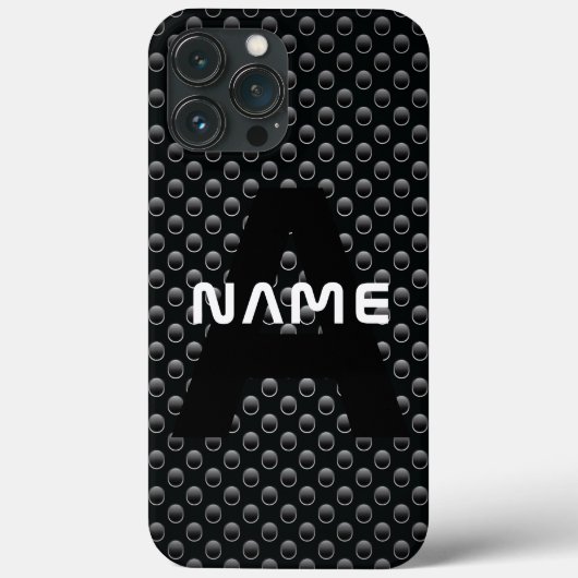 Coques Case-Mate iPhone Nom du monogramme personnalisé Texture noire et bl (Verso)