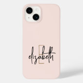 Coques Case-Mate iPhone Nom du monogramme Pink Gold Modern (Verso)