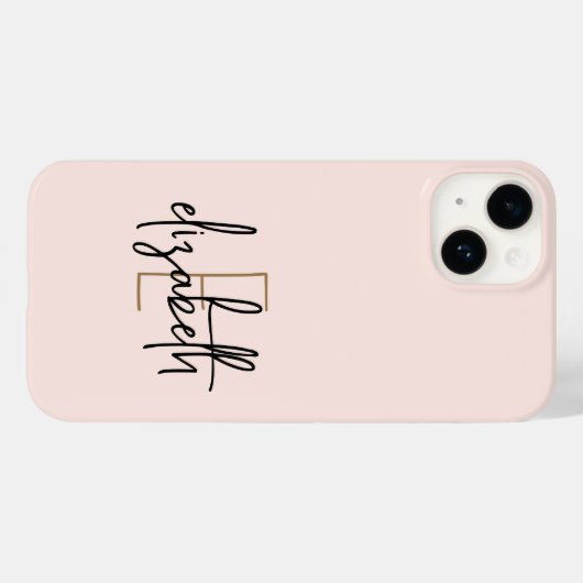 Coques Case-Mate iPhone Nom du monogramme Pink Gold Modern (Verso (horizontal))