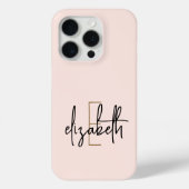 Coques Case-Mate iPhone Nom du monogramme Pink Gold Modern (Verso)